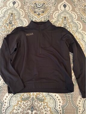 Hoka One One Men's Black Long Sleeve 1/4 Zip Pullover XL